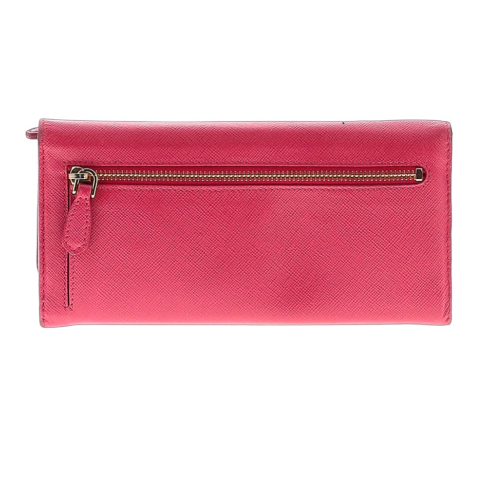 Authentic Prada Saffiano Leather Continental Flap Wallet - Pink Gold Accents EUC - Picture 4 of 17